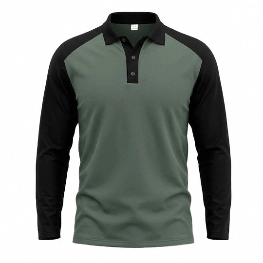 Herren nan langärmeliges Raglan-Polo aus Baumwollmix mit Knopfleiste und ergonomischem Schnitt EB