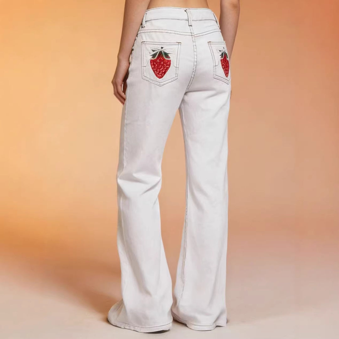 Damen Flared Jeans mit hohem Bund und eleganten Nahtdetails EB