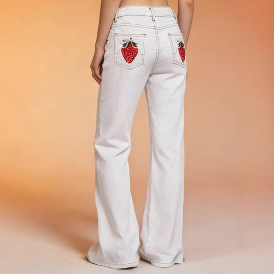 Damen Flared Jeans mit hohem Bund und eleganten Nahtdetails EB