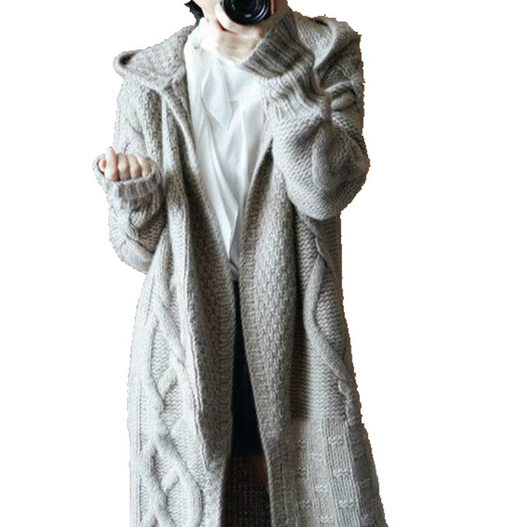 Damen Strickmantel mit vielseitigem Kapuzen-Design und komfortablem Schnitt EB