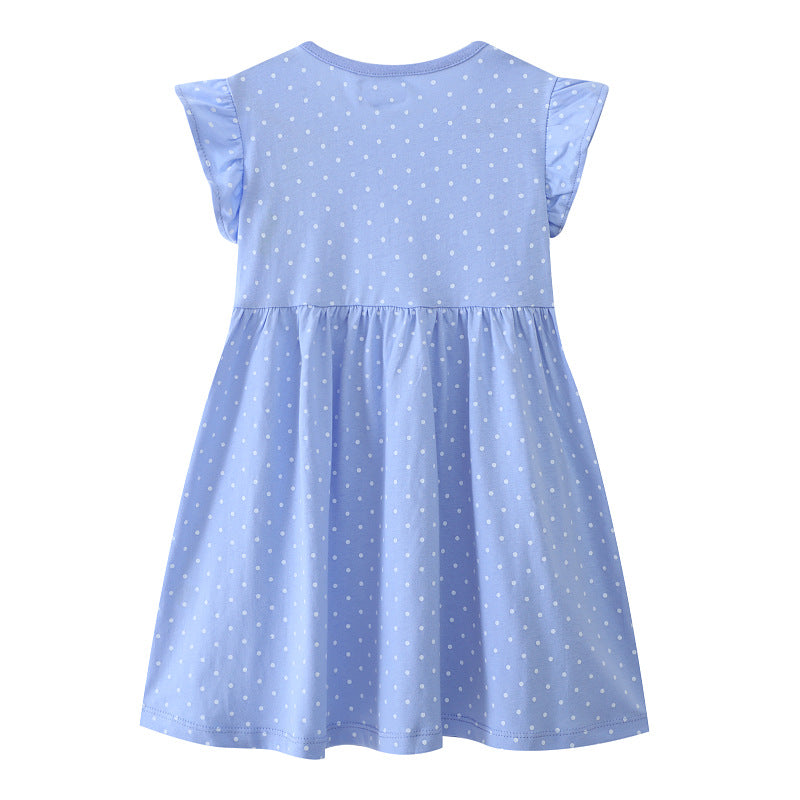 Mädchen Kurzarm Kleid mit fließendem Schnitt und süßem Hasenmotiv EB