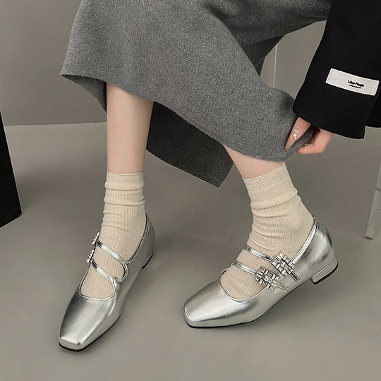 Damen Ballerinas mit dekorativen Riemchen und modischem Glanz EB