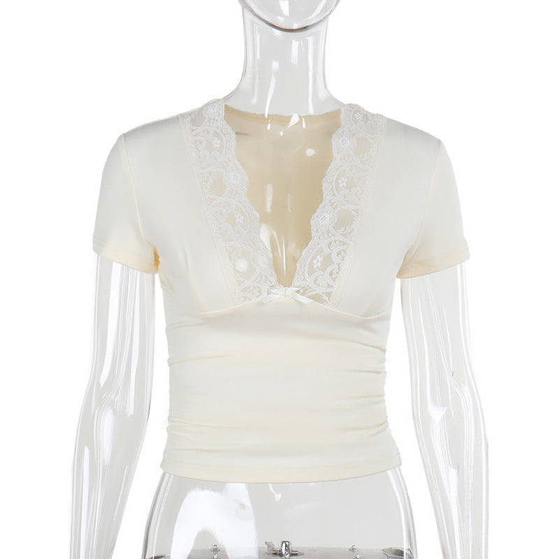 Damen elegantes Spitzenoberteil EB