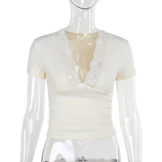 Damen elegantes Spitzenoberteil EB