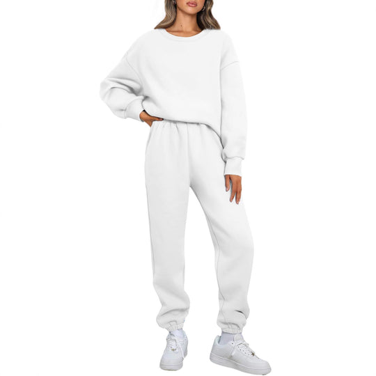 Damen nan gemütliches zweiteiliges Lounge-Set aus French-Terry mit Oversize-Sweatshirt und taillierter Jogginghose EB