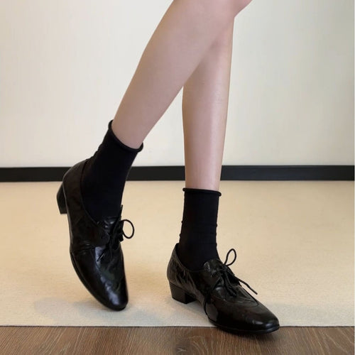 Damen Elegante und bequeme Schnürschuhe mit Blockabsatz EB
