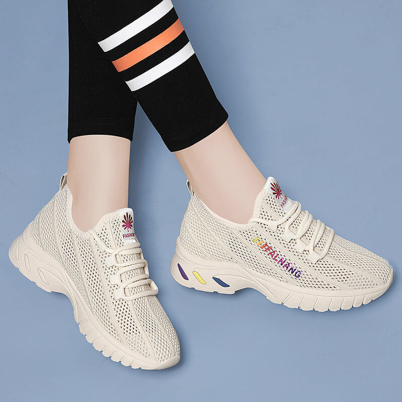 Damen Leichte und atmungsaktive Sport Sneakers mit elastischem Obermaterial EB