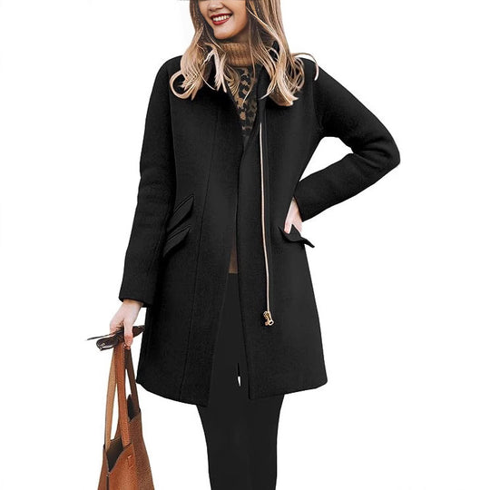 Damen modischer Wollmantel mit asymmetrischem Schnitt EB