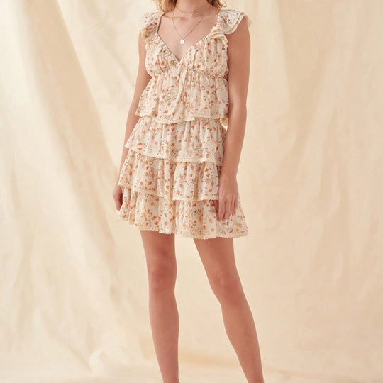Damen schwingender Minirock mit floralen Rüschendetails EB