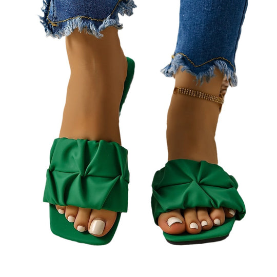 Damen Modische und stylische Sandalen mit gefalteter Riementechnik EB