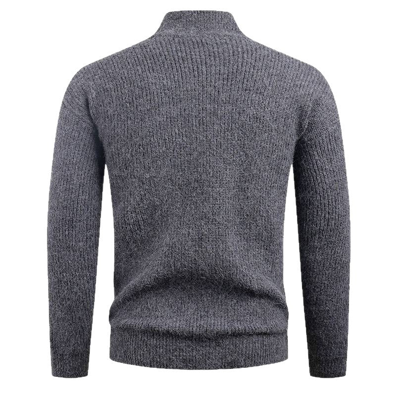 Herren Strickpullover mit hohem Kragen und dekorativem Reißverschluss EB