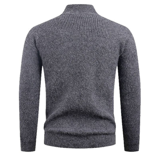 Herren Strickpullover mit hohem Kragen und dekorativem Reißverschluss EB
