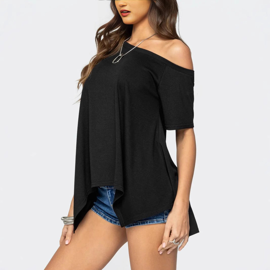 Damen Weit geschnittenes Off-Shoulder T-Shirt EB