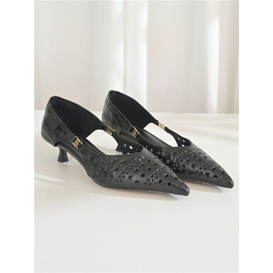 Damen spitze Slingback-Pumps mit dekorativer Perforierung EB