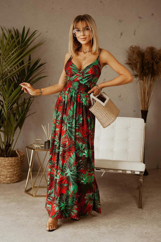Damen Maxikleid mit floralen Mustern und raffiniertem Schnitt EB