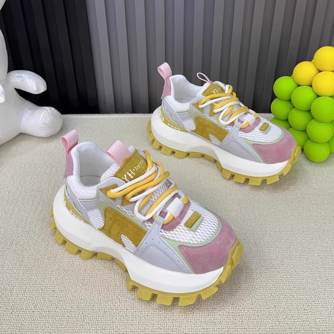Damen Chunky Sneakers mit atmungsaktiver Mesh-Oberfläche und rutschfester Profilsohle EB