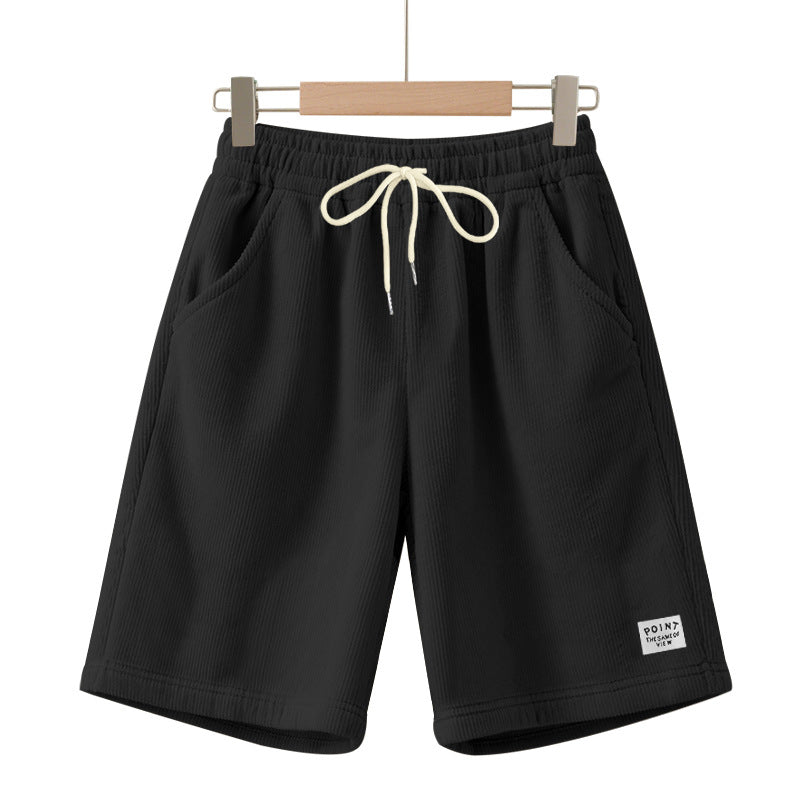 Herren nan knielange Lounge-Shorts im Rippenstrukturjersey mit elastischem Kordelzugbund und aufgesetzten Eingrifftaschen EB