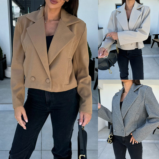 Damen schicke taillierte Blazerjacke mit doppelter Knopfleiste EB