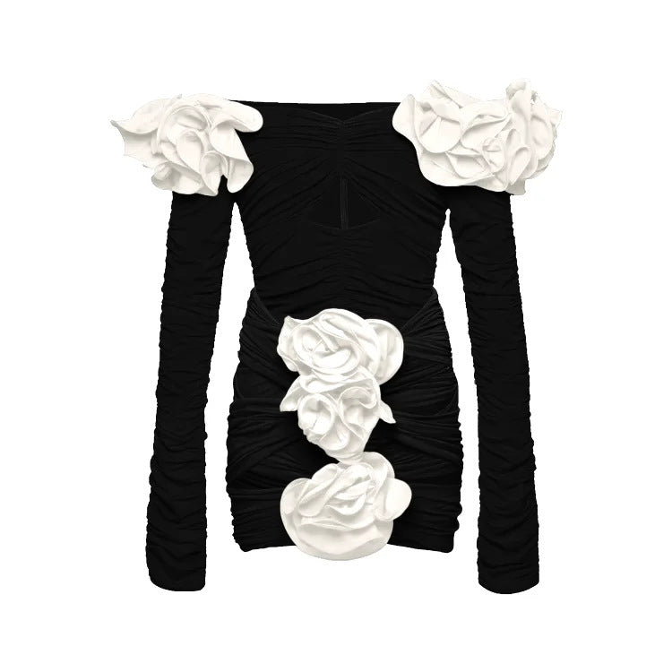 Damen Einteiler Badeanzug mit voluminösen Blumenapplikationen EB