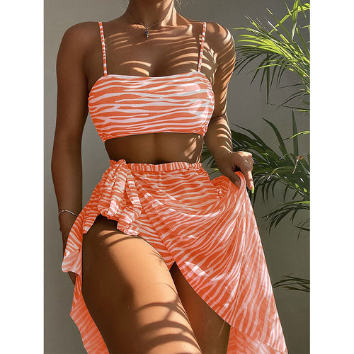 Damen Buntes Crop-Top und Rock Set EB