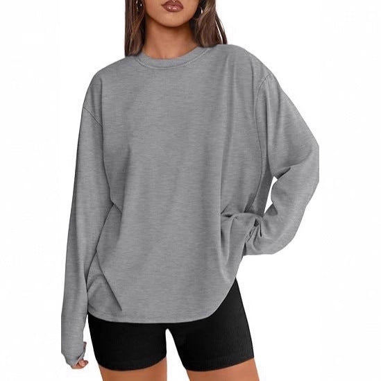 Damen Oversize-Sweatshirt mit Rundhalsausschnitt und verlängertem Saum EB