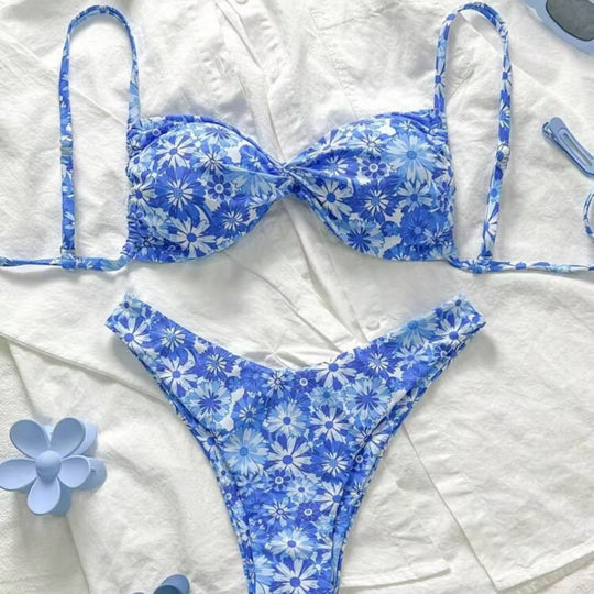 Damen Triangel-Bikini mit floralem Design EB