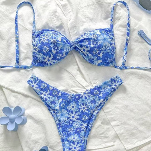Damen Triangel-Bikini mit floralem Design EB