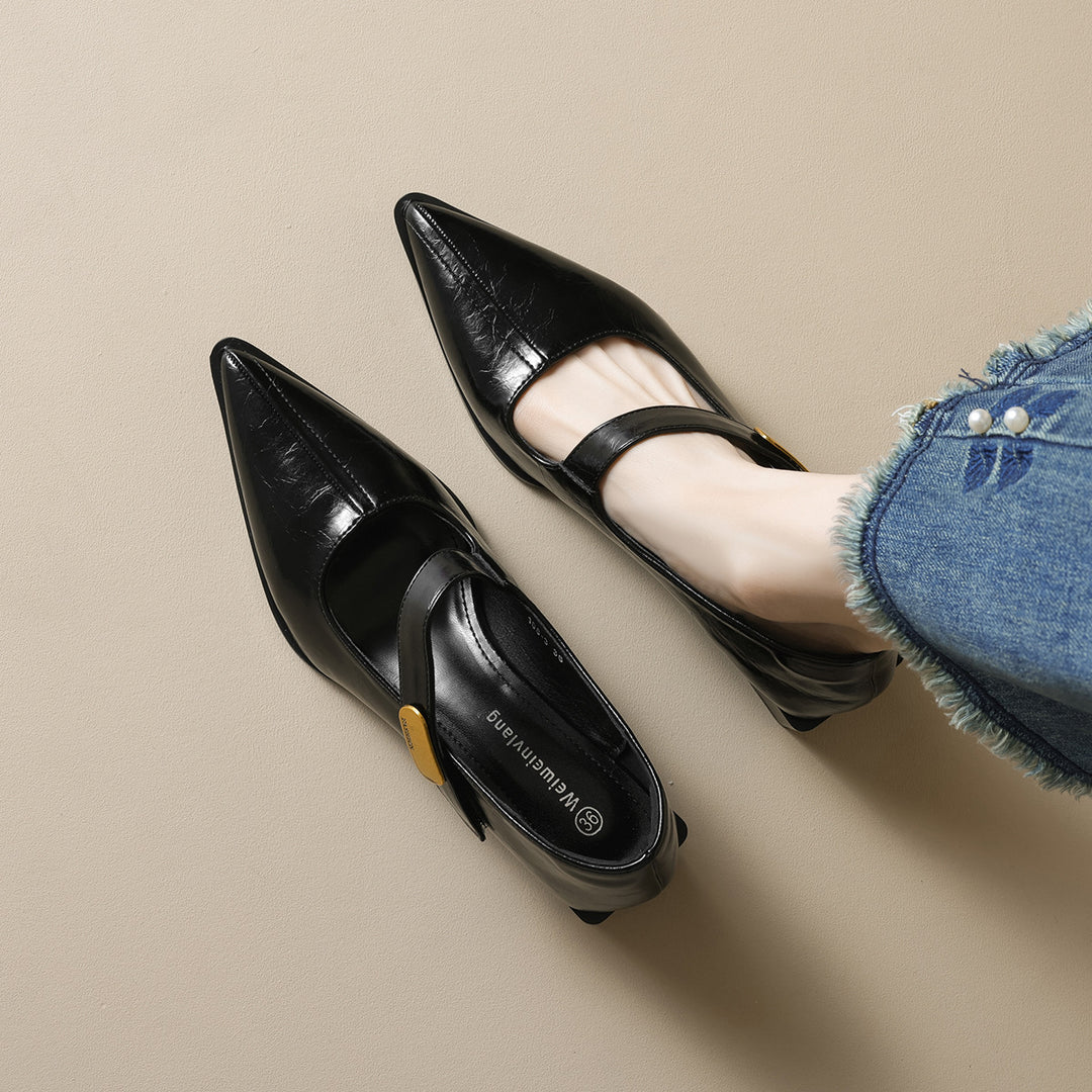 Damen modische Slingback-Pumps mit eleganter Riemenverzierung EB