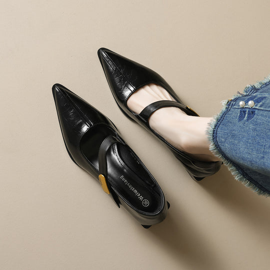 Damen modische Slingback-Pumps mit eleganter Riemenverzierung EB