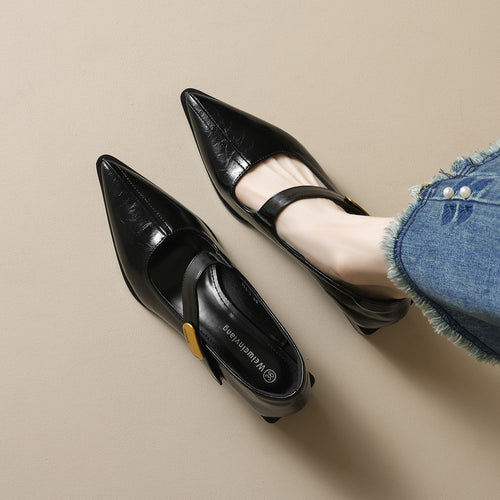 Damen modische Slingback-Pumps mit eleganter Riemenverzierung EB