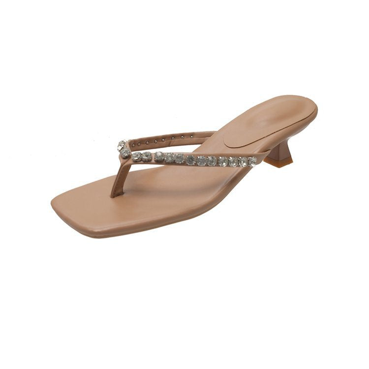 Damen elegante Zehentrenner mit strassbesetzten Riemen EB