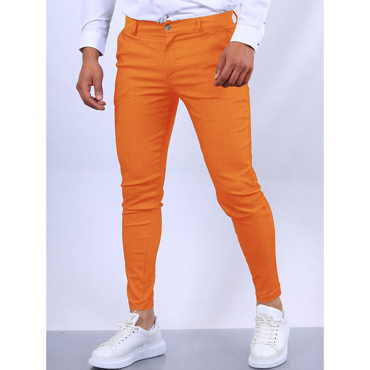 Herren Slim-Fit Chinohosen mit elastischem Bund und praktischen Taschen EB