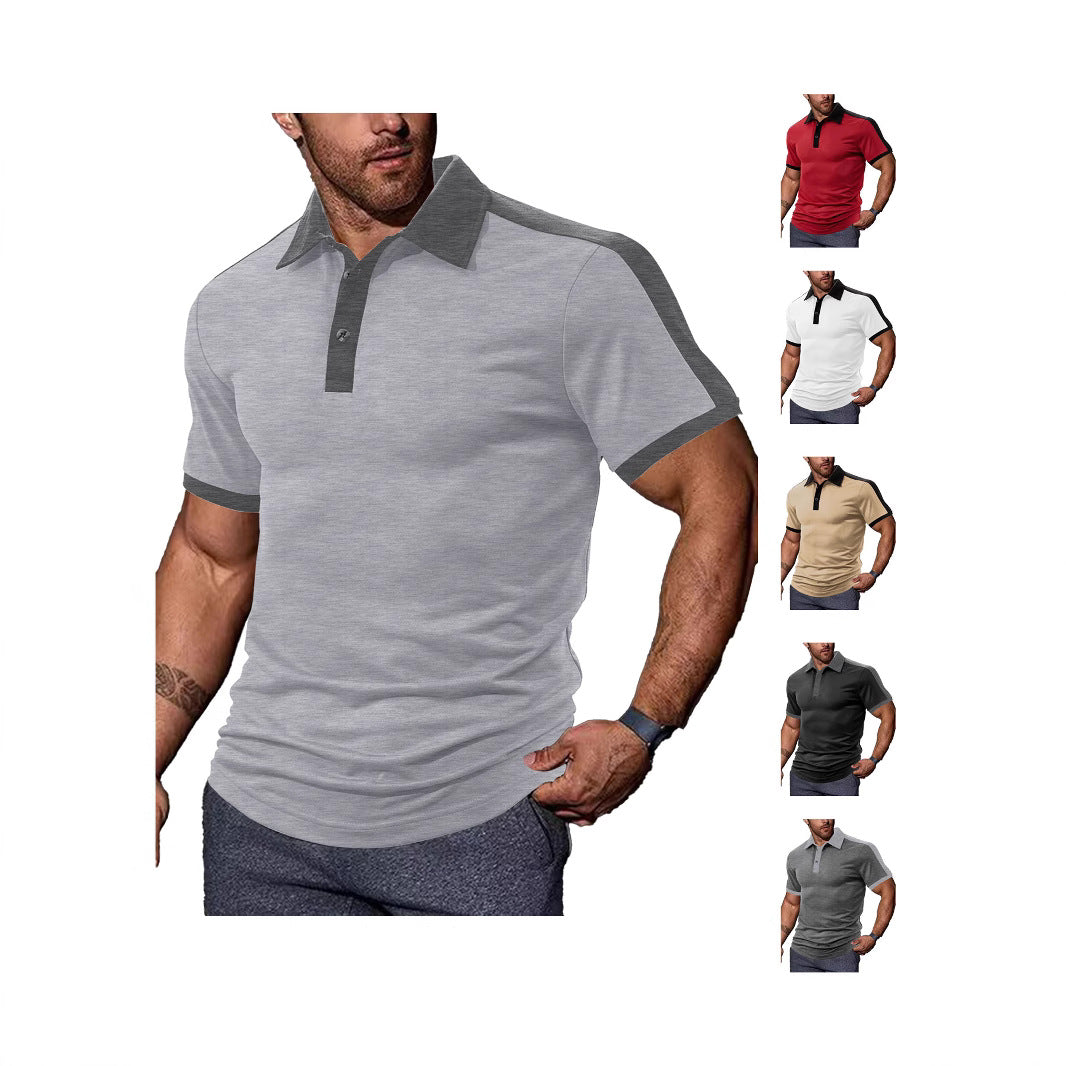 Herren nan figurnahes Kontrast-Poloshirt mit Schulterpasse und Hemdkragen EB