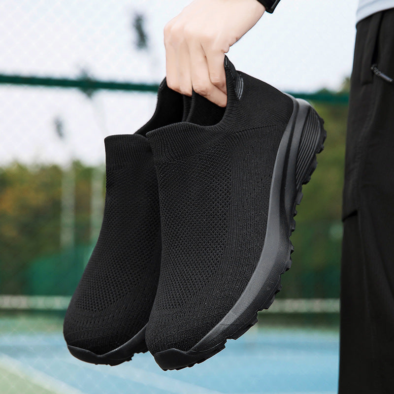 Unisex nan elastischer Strick-Schlupfschuh mit konturierter viskoelastischer Innensohle und rutschfester stoßdämpfender Laufsohle EB