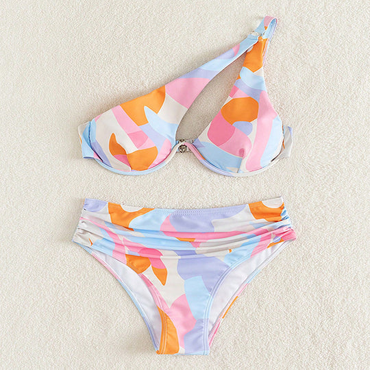 Damen Modischer Bikini mit asymmetrischem Oberteil EB
