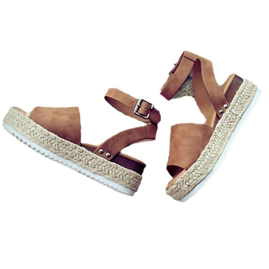 Damen Plateau-Sandalen mit verstellbarem Riemen EB