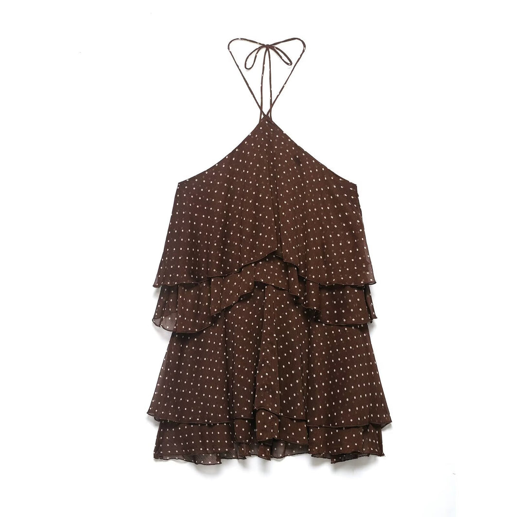 Damen Sommerkleid mit voluminösen Rüschendetails und tiefem V-Ausschnitt EB