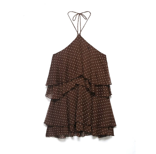 Damen Sommerkleid mit voluminösen Rüschendetails und tiefem V-Ausschnitt EB