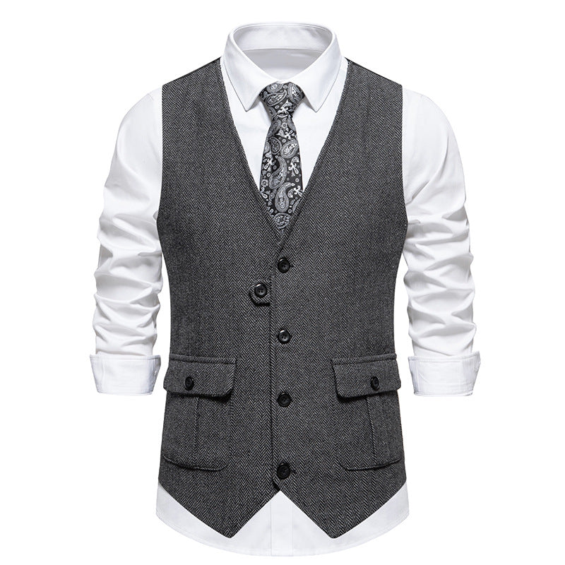 Herren elegante Weste im strukturierten Hahnentrittdesign EB