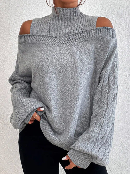 Damen Pullover mit schulterfreien Ärmeln und hohem Kragen EB