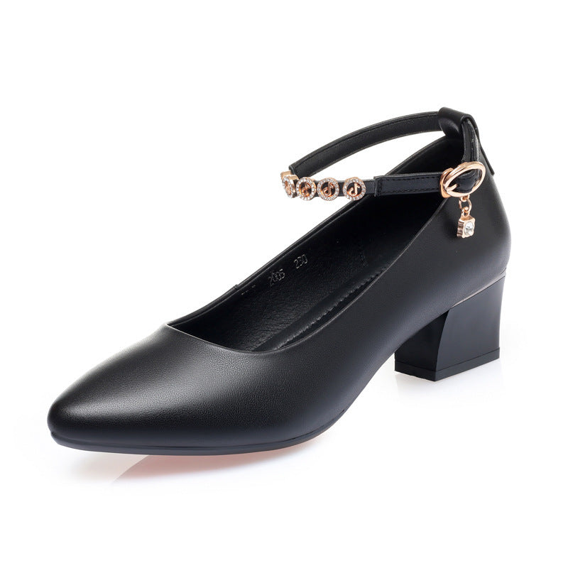 Damen Elegante Mary Jane Pumps mit verstellbarem Riemen und funkelndem Schmuckdetail EB