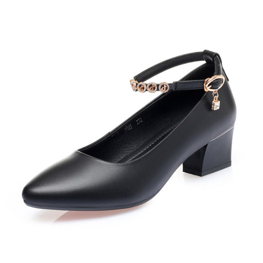 Damen Elegante Mary Jane Pumps mit verstellbarem Riemen und funkelndem Schmuckdetail EB