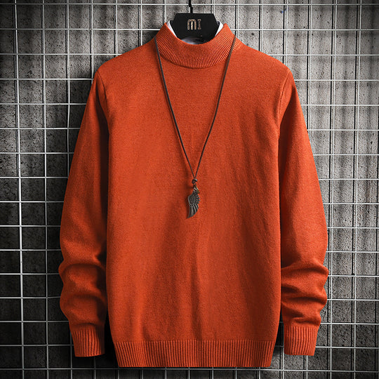 Herren nan Premium Stehkragenpullover aus feinem Baumwoll-Mix mit gerippten Bündchen und schmaler Silhouette EB