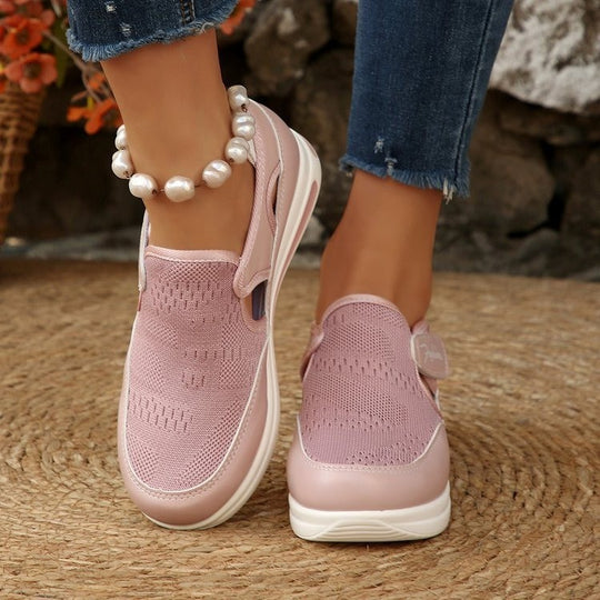 Damen atmungsaktive Slip-On Sneakers mit elastischem Obermaterial EB