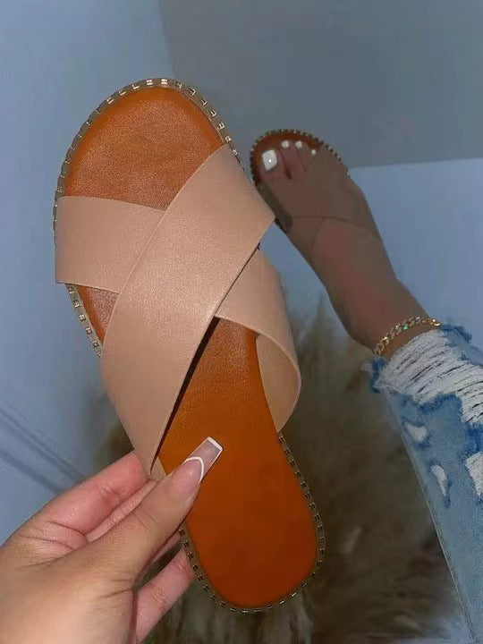 Damen Komfortable Zehentrenner-Sandalen mit breiten Riemen und modischem Design EB