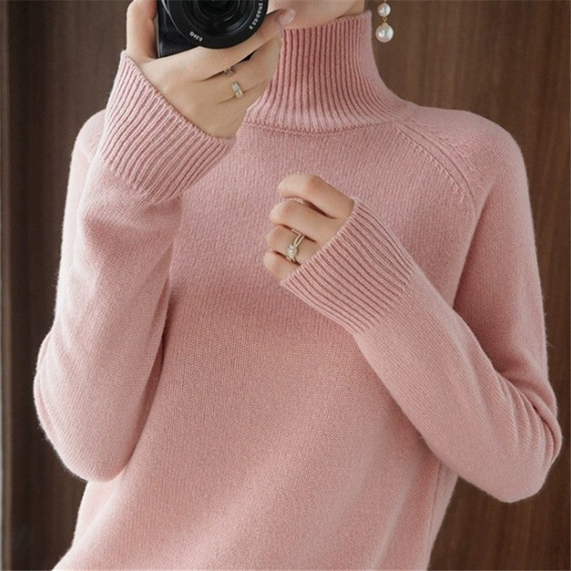 Damen weicher Rollkragenpullover aus feiner Merinowolle EB