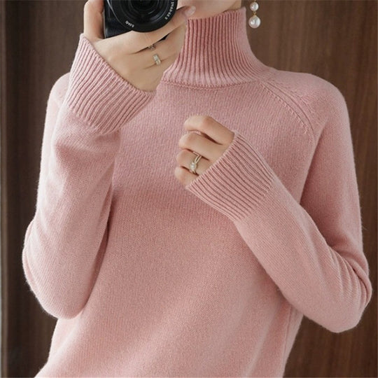 Damen weicher Rollkragenpullover aus feiner Merinowolle EB
