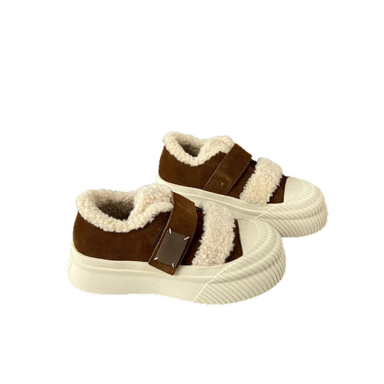 Damen Chunky Sneakers mit warmem Futter und praktischem Klettverschluss EB