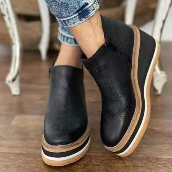 Damen nan Keilabsatz-Stiefelette mit verstecktem Plateau und elastischen Einstiegsleisten EB