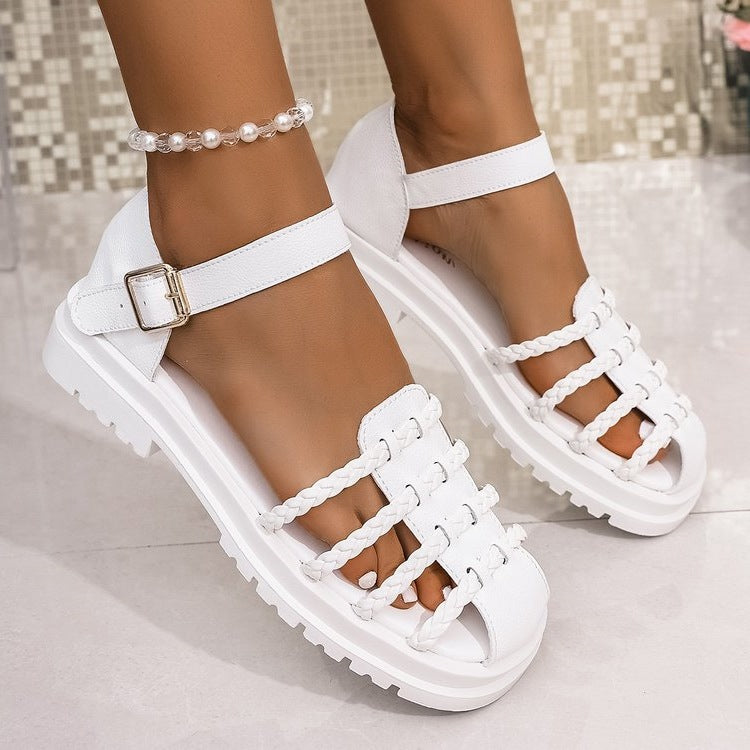 Damen Riemchen-Sandalen mit geflochtenem Design EB